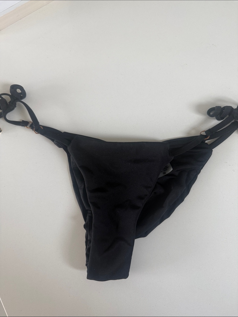 Beach Bunny Black Tie-Side Bikini Bottom M